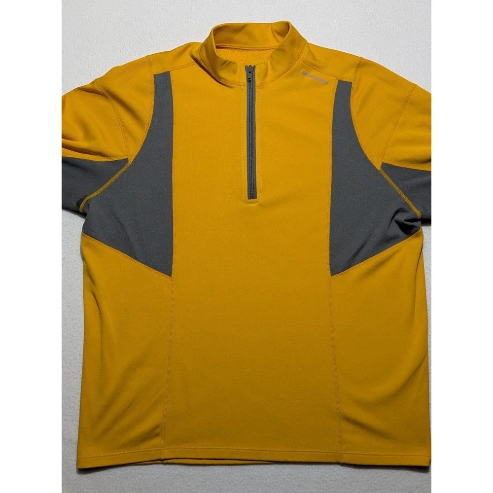 Sugoi‎ Performance Quarter-Zip Pullover Yellow Gray Men's Large Made in Canada